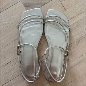 Marc Fisher Gold Sandals with Ankle Strap